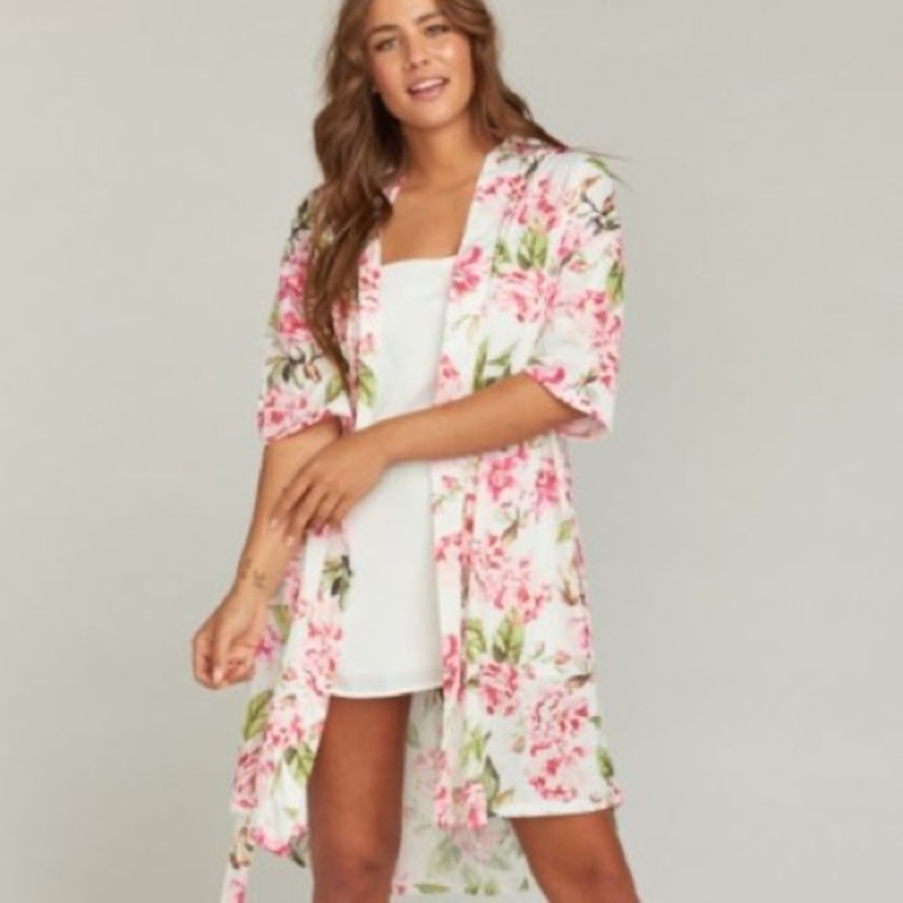 Pink floral robe kimono - Picture 2 of 4